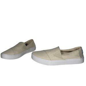 TOMS Lucas Womens Slip On‎ Canvas Sneaker Size 8.5 Cream Preppy Casual Loafer